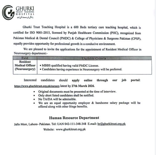 Resident Medical Officer (Neurosurgery)